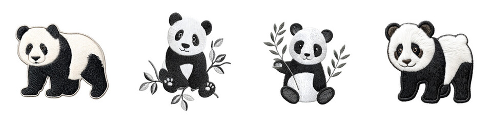 Obraz premium Adorable panda with bamboo accents