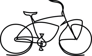 continuous single line classic bicycle, line art vector illustration