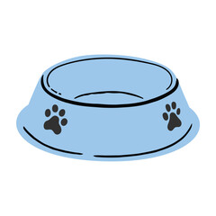 Pet blue bowl element vector design on white background illustration for cliparts, sticker, print, pet shop.