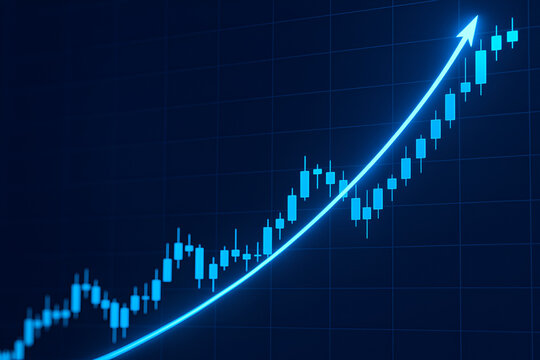 Stock market graph on a black background