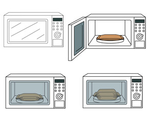 Microwave Cooking Process Vector Set