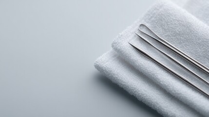 clean white background with surgeon tools subtly arranged illustrating precision in plastic surgery minimalistic composition