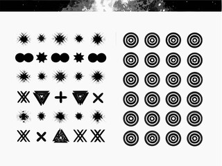 Black and white web icon set with round computer buttons and arrow play stop symbols for business website design