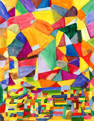 Colourful abstract watercolour random pattern painting background detail design