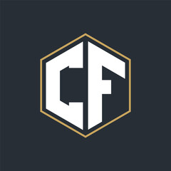 Obraz premium Modern Luxury Letter Monogram Logo with Polygon Frame Design 