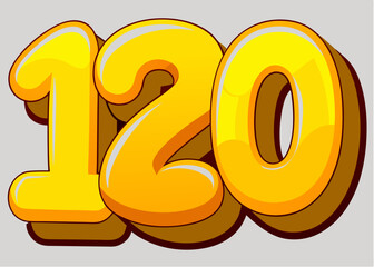 Shiny 3D golden text with numbers, ideal for business sale concepts or new year celebrations, featuring a reflective metal design