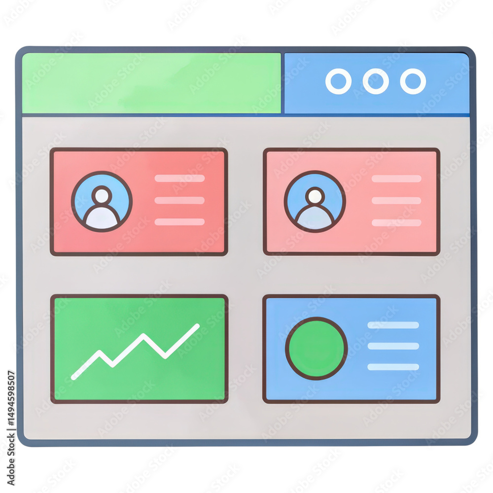Poster a dashboard interface displaying user profiles, charts, and data panels.