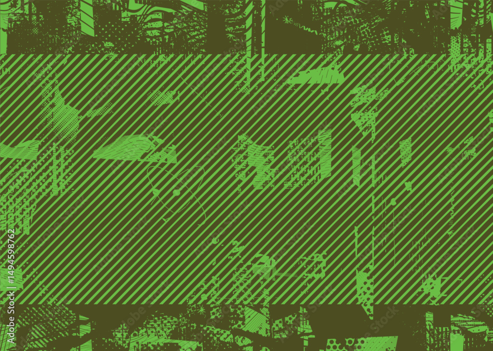 Poster Glitch distorted geometric shape . Noise destroyed logo . Trendy defect error shapes . Glitched frame .Grunge textured . Distressed effect .Vector shapes with a halftone dots screen print texture.