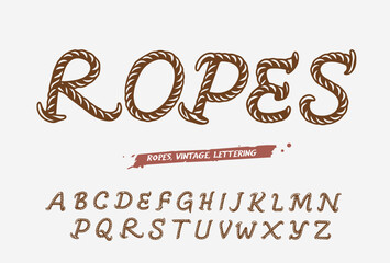 Rope alphabet vector font. stylized alphabet font vector