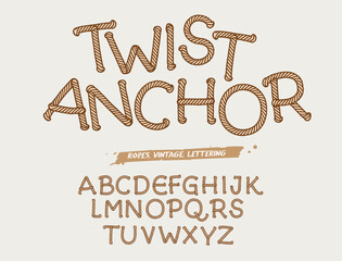 Rope alphabet vector font. stylized alphabet font vector