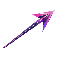 Futuristic Arrow with Angular Design in Radiant Violet Isolated on Transparent Background