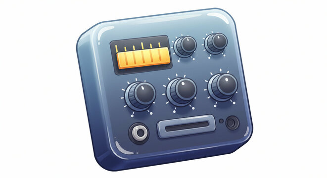 Shiny blue control panel with knobs