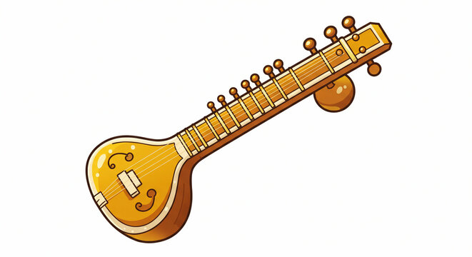 Sitar Illustration Melodic strings of Indian tradition