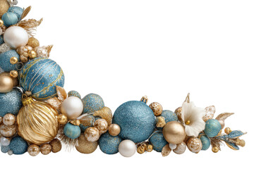 Obraz premium PNG Elegant christmas ornament arrangement with blue and gold spheres
