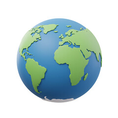 Naklejka premium 3d rendered illustration of a stylized globe depicting continents and oceans