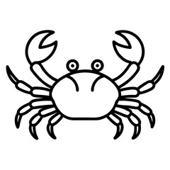 Crab line art black icon on white background.