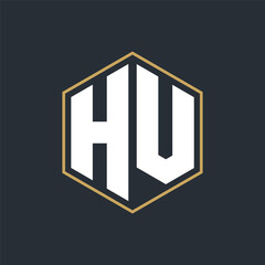 Obraz premium Modern Luxury Letter Monogram Logo with Polygon Frame Design 