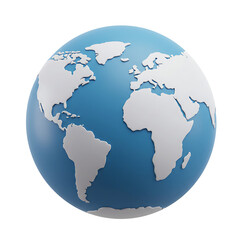 Obraz premium A 3d rendered globe illustrating continents against a blue ocean background