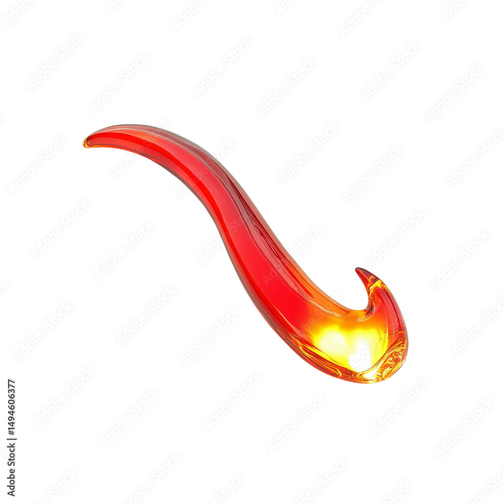 Poster Abstract Red Liquid Swirl with Glowing Tip - Dynamic Flow Design Element
