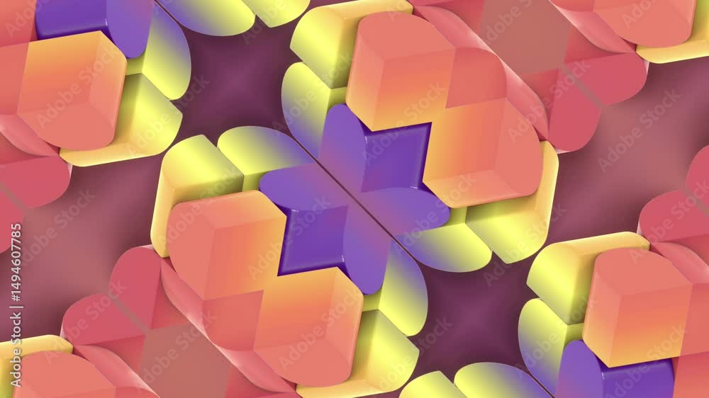 Aufkleber Colorful op-art loop animation with geometric symmetric pattern that smoothly changes. Minimalist style. 3d rendering. 4K, Ultra HD resolution