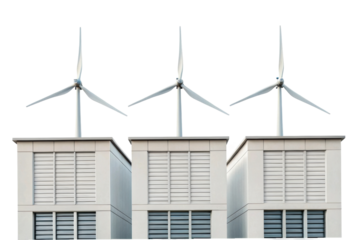 PNG Modern wind turbines on rooftop for sustainable urban energy solutions