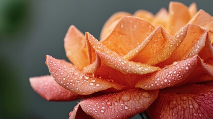 Macro Shot of Rose Petal with Raindrops