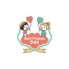 Happy best friends day vector logo on a white background 