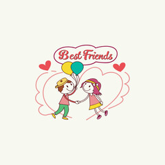 Happy best friends day vector logo on a white background 