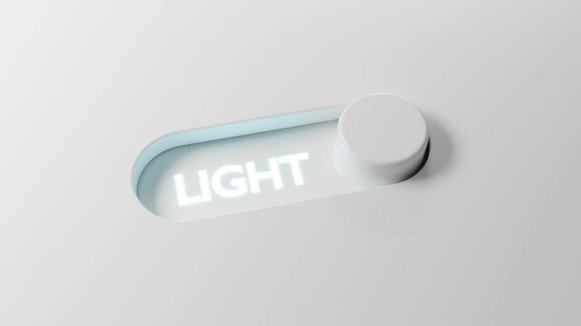 Looped 3D animation of a toggle switch switching between "Light" and "Dark" modes. Smooth transition for UI or theme settings concepts. Minimalistic modern design