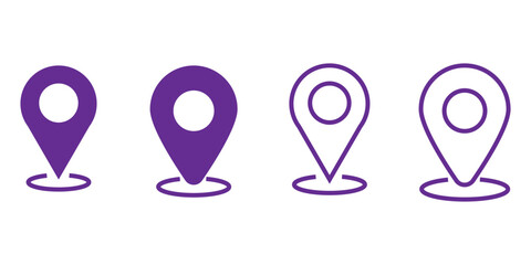 set of icons Location Pin, Map Pin, Place, Location, Address, location icon. Vector map pin, red pin on white background.