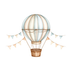 Naklejka premium Isolated hot air balloon against the sky suggests fun travel and freedom in air transportation adventure