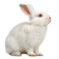 Obraz premium Cute White Rabbit Sitting Fluffy Bunny Adorable Pet Animal Farm Animal