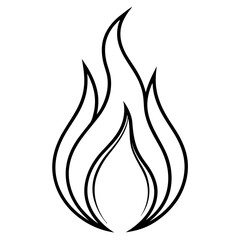 Fire flame line art icon on white background.