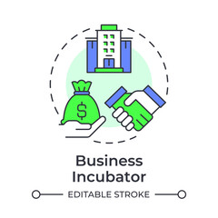 Business incubator multi color concept icon. Partnership, agreement. Investment strategy. Round shape line illustration. Abstract idea. Graphic design. Easy to use in infographic, brochure