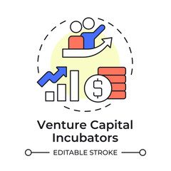 Venture capital incubators multi color concept icon. Money investment. Business growth. Round shape line illustration. Abstract idea. Graphic design. Easy to use in infographic, brochure