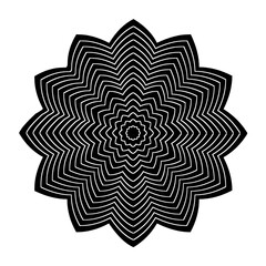 Black and White Optical Flower Mandala Design. 