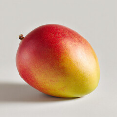 a mango on a white surface with a shadow