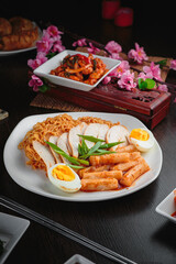 Breakfast with vegetables and seasoning