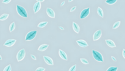 청록색손그림잎무늬패턴