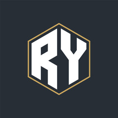 Modern Luxury Letter Monogram Logo with Polygon Frame Design
