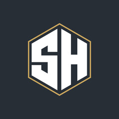 Modern Luxury Letter Monogram Logo with Polygon Frame Design
