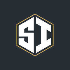 Modern Luxury Letter Monogram Logo with Polygon Frame Design
