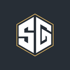 Modern Luxury Letter Monogram Logo with Polygon Frame Design
