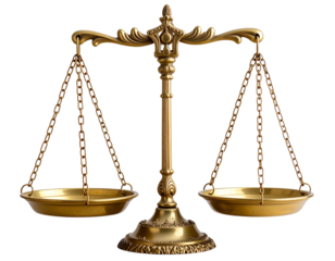  “Vintage Justice Scale in Brass, Cutout PNG for Legal Concepts” transparent background.
