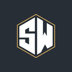 Modern Luxury Letter Monogram Logo with Polygon Frame Design
