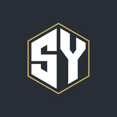 Modern Luxury Letter Monogram Logo with Polygon Frame Design
