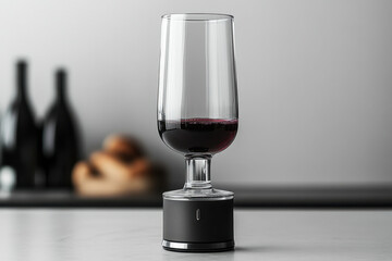 A glass of wine on table.