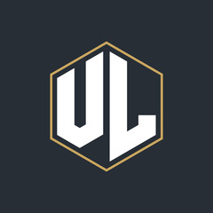 Obraz premium Modern Luxury Letter Monogram Logo with Polygon Frame Design 