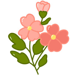 Spring flowers on a white background. Simple flowers illustration. 