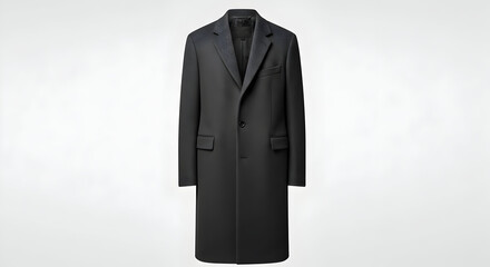 Elegant Black Overcoat Studio Shot Fashion Apparel